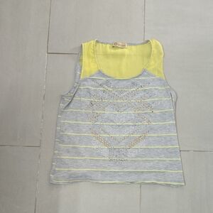 Democracy Yellow and Gray Striped Kids Tank Top